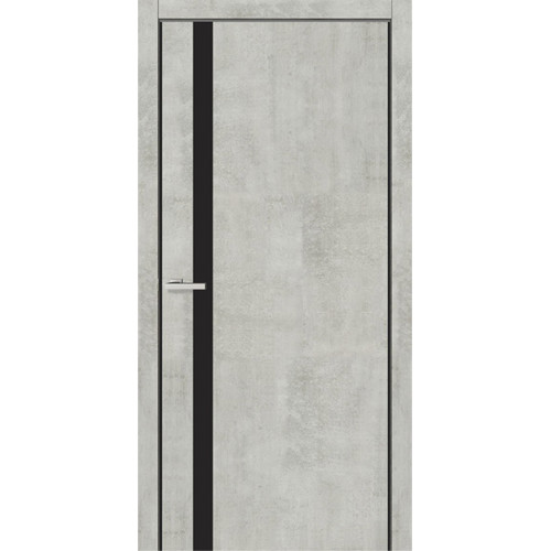 Двері міжкімнатні OMiC FLAT 02B (чорне скло) (пвх: Цемент), 600x2000