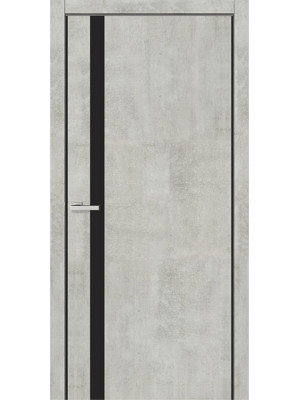 Двері міжкімнатні OMiC FLAT 02B (чорне скло) (пвх: Цемент), 800x2000