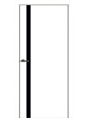 Двері міжкімнатні OMiC FLAT 02B (чорне скло) (пвх: Емалекс), 600x2000