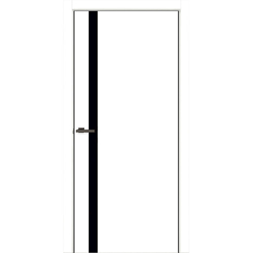 Двері міжкімнатні OMiC FLAT 02B (чорне скло) (пвх: Емалекс), 600x2000