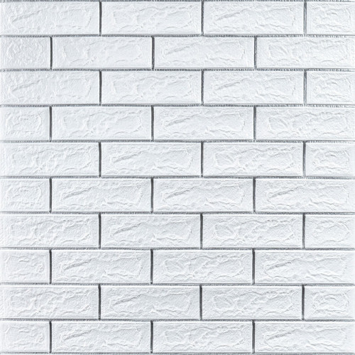 Самоклеющаяся 3D панель 700х770х5мм Белый кирпич полоска серебро (100-5) SW-00000753