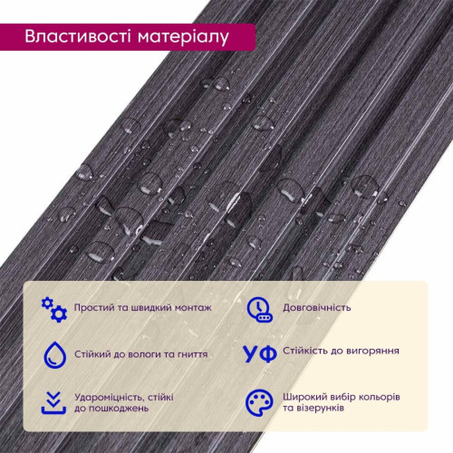 Рейка декоративная WPC стеновая 3000х150х9мм Графит SW-00001871